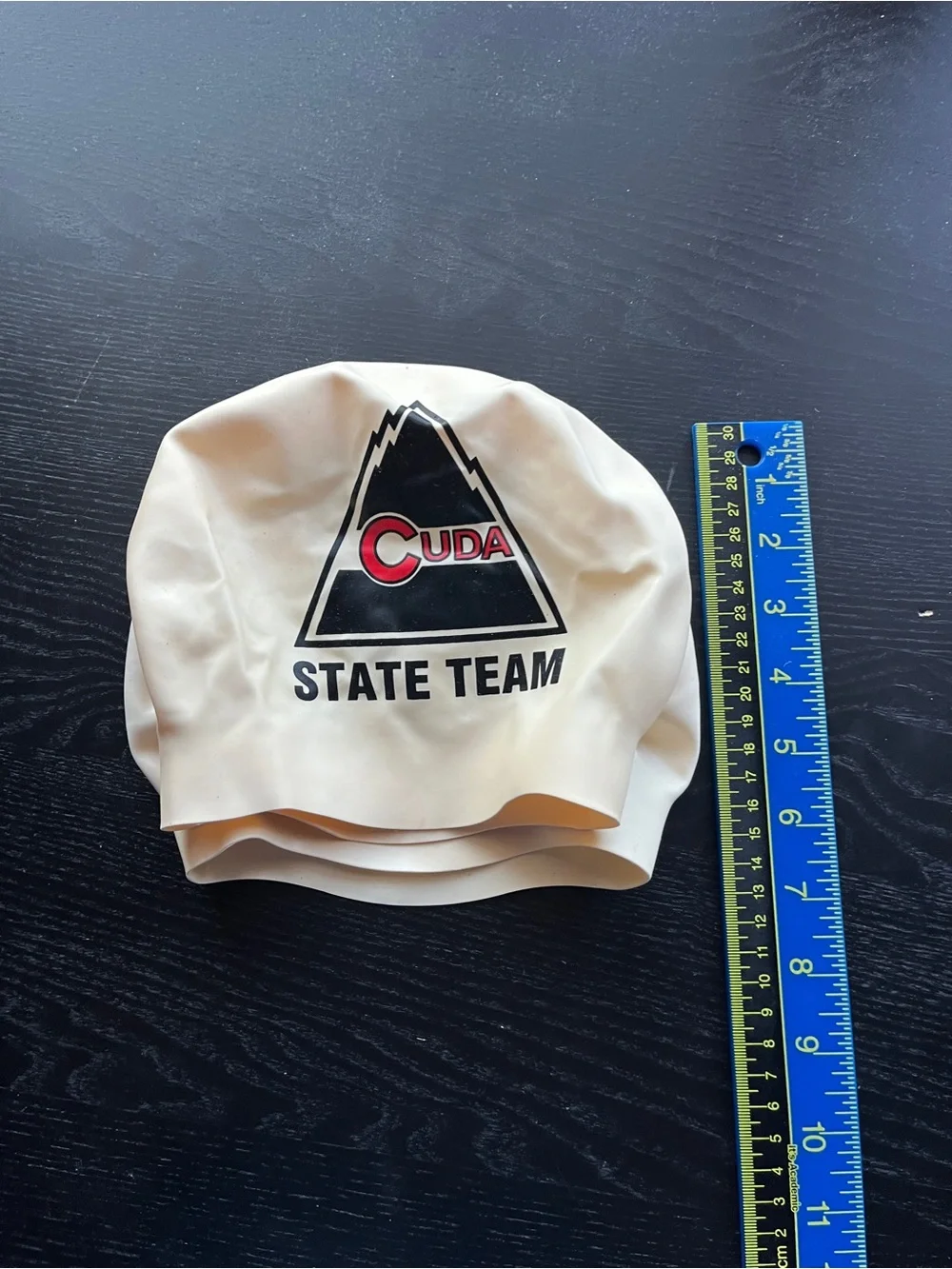 CUDA State Team Silicone Swim Caps Lot of 2 Cream White Swimwear Flat 7